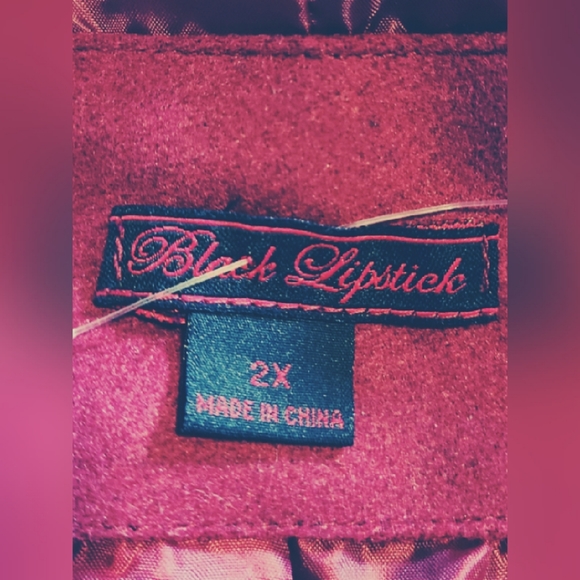 BLACK LIPSTICK BURGUNDY WOOL BLEND PEA COAT NWT - Picture 3 of 5